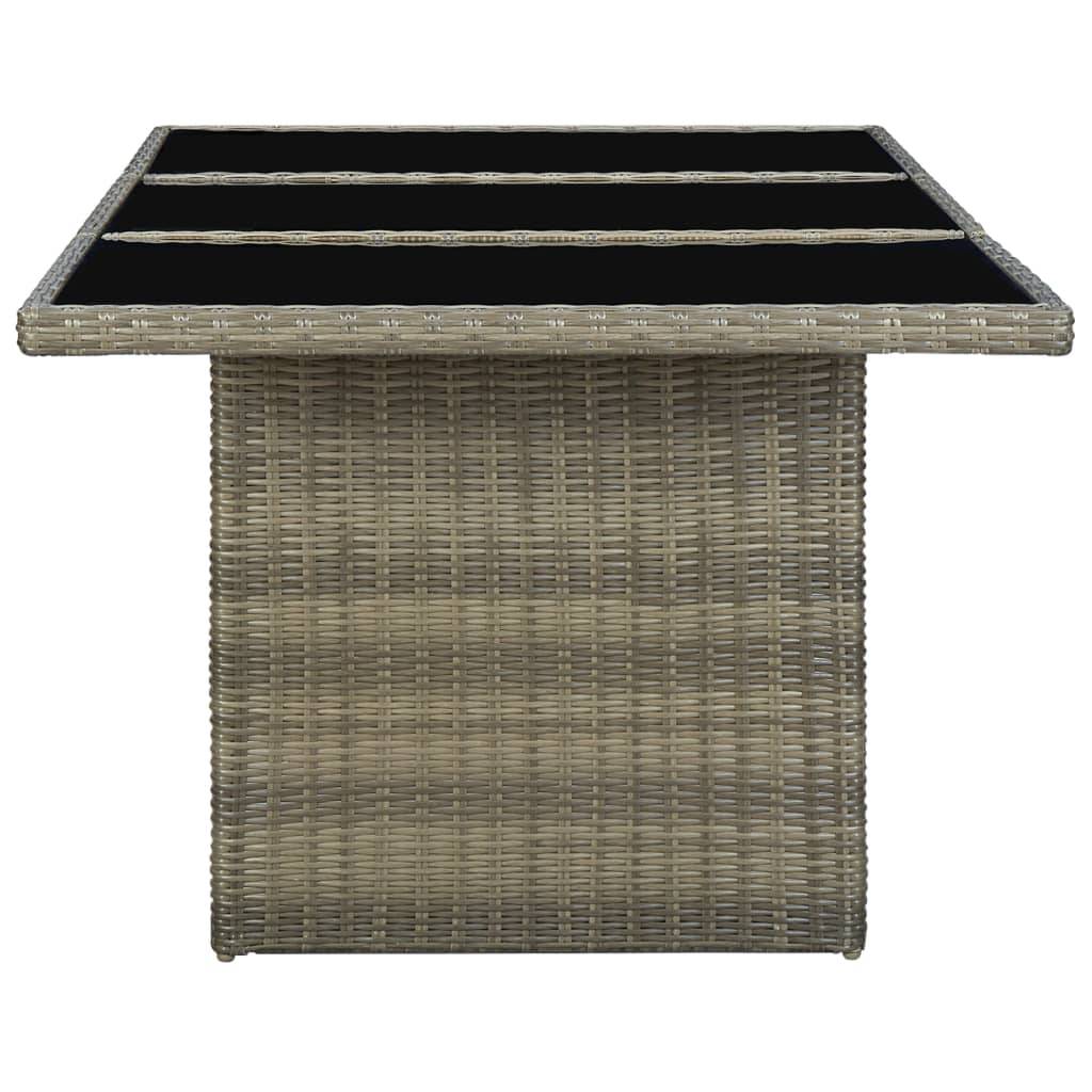 vidaXL Gartentisch Braun Poly Rattan und Hartglas