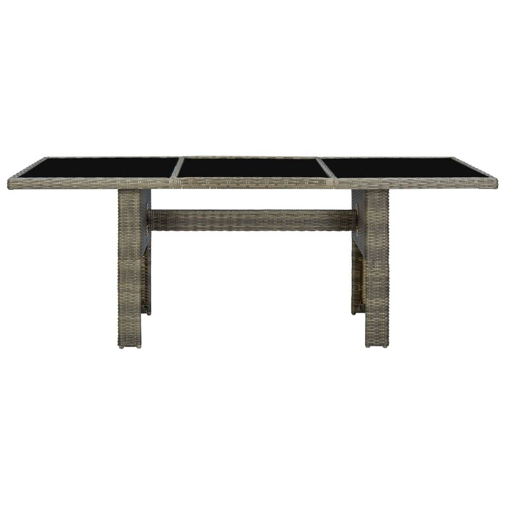 vidaXL Gartentisch Braun Poly Rattan und Hartglas
