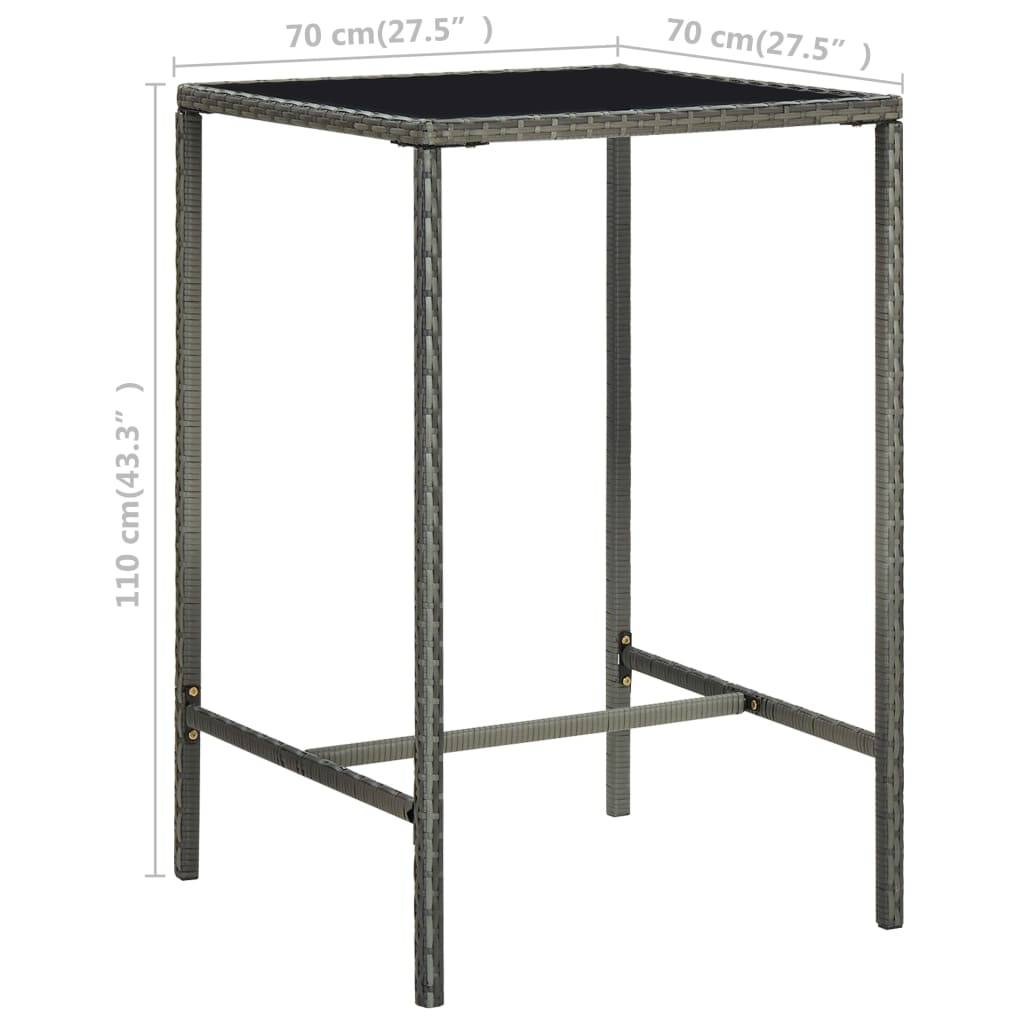 vidaXL 5-tlg. Gartenbar-Set mit Kissen Poly Rattan Grau