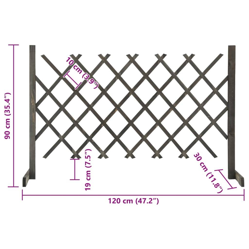 vidaXL Garten-Rankzaun Grau 120x90 cm Massivholz Tanne