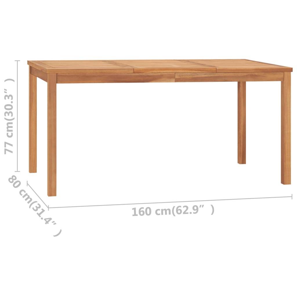vidaXL Garten-Esstisch 160x80x77 cm Massivholz Teak