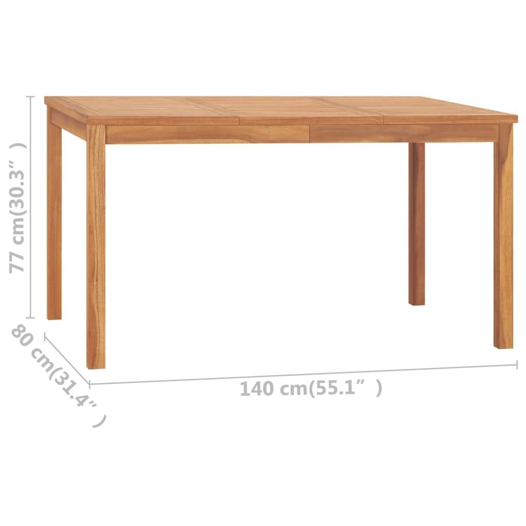vidaXL Garten-Esstisch 140x80x77 cm Massivholz Teak