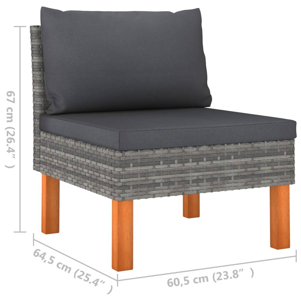 vidaXL 3-tlg. Garten-Lounge-Set Poly Rattan und Massivholz Eukalyptus