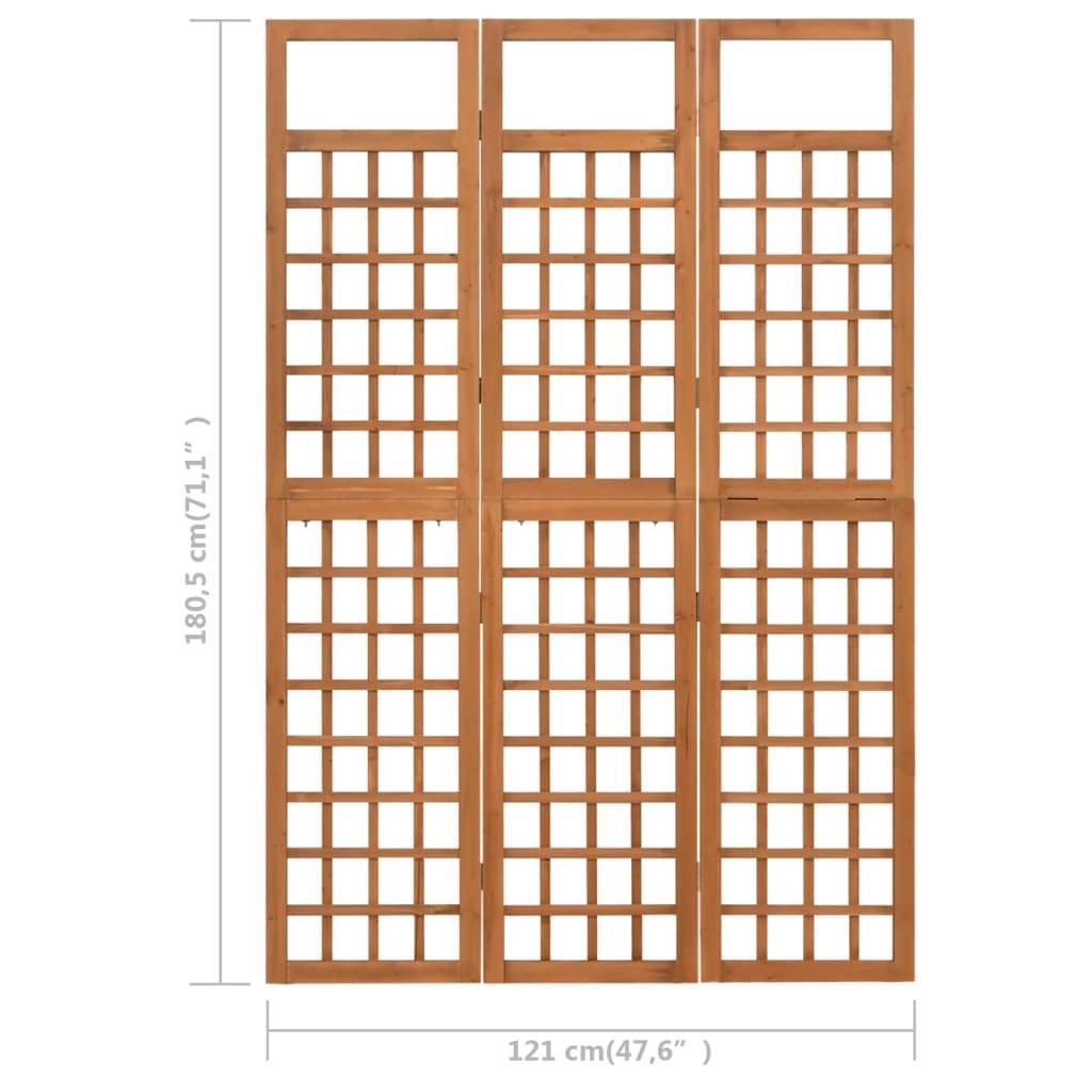 vidaXL Spalier/Paravent 3-teilig Massivholz Tanne 121x180,5 cm