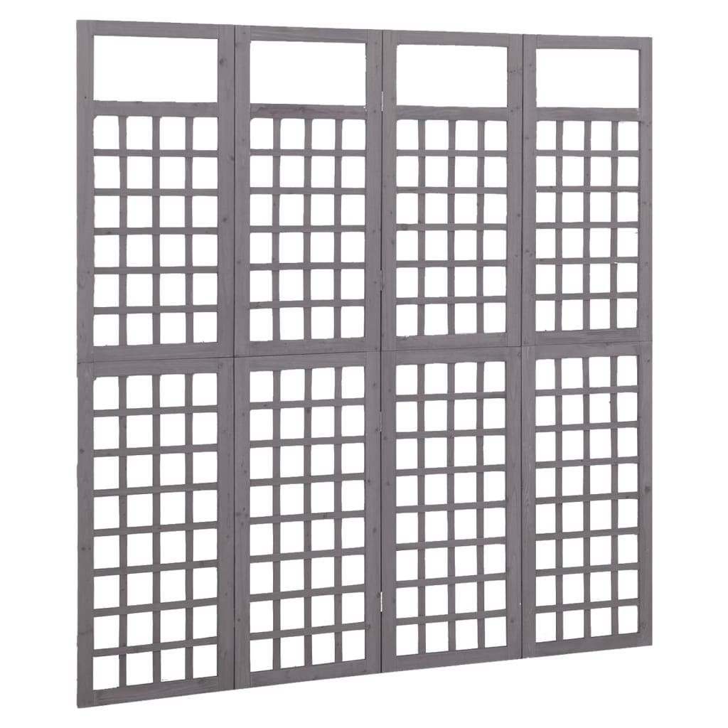 vidaXL Spalier/Paravent 4-teilig Massivholz Tanne Grau 161x180 cm