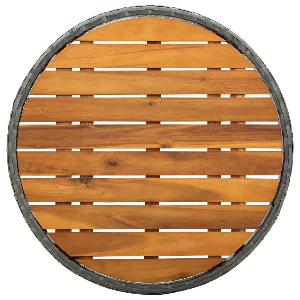 vidaXL Beistelltisch Grau 60 cm Poly Rattan und Akazie Massivholz