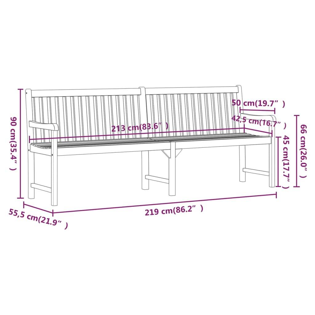 vidaXL Gartenbank 219 cm Massivholz Akazie