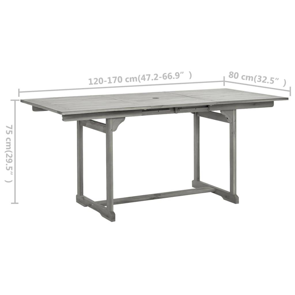 vidaXL Garten-Esstisch (120-170)x80x75 cm Massivholz Akazie