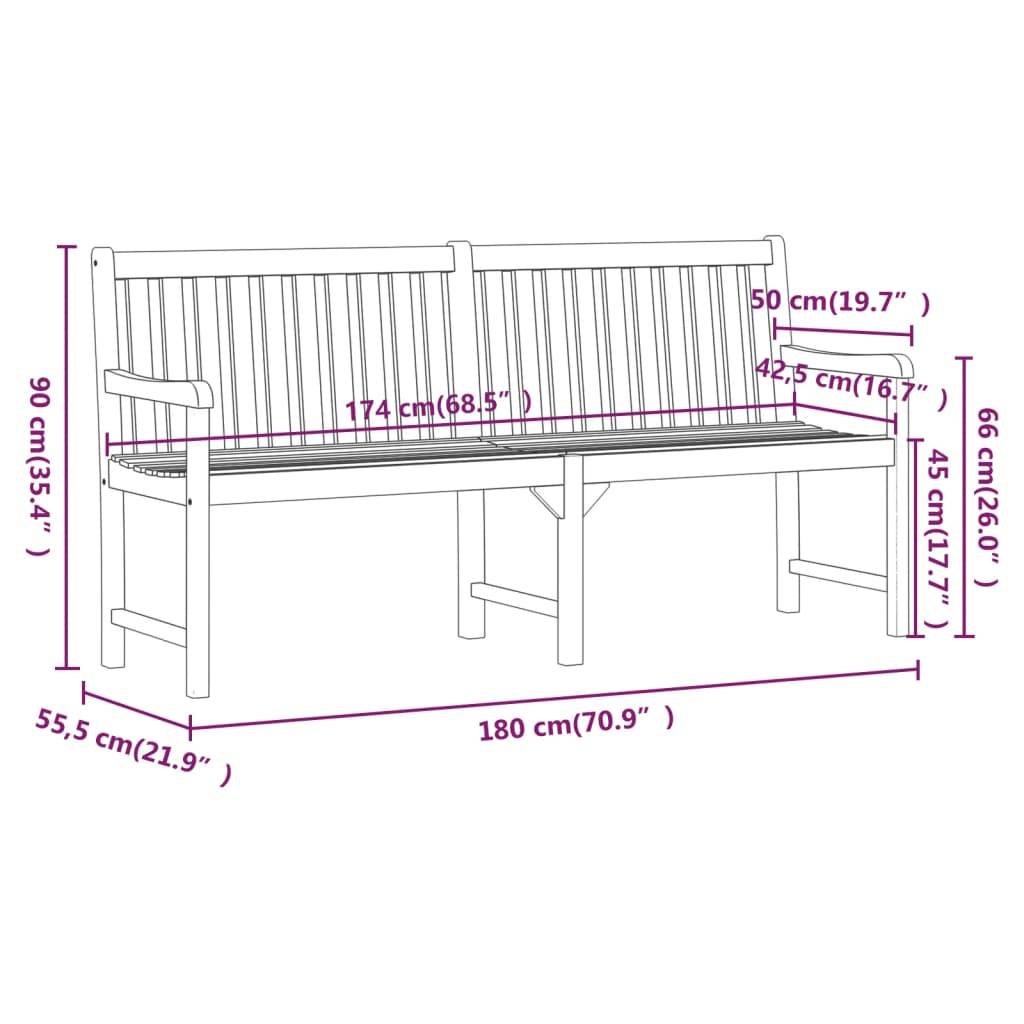 vidaXL Gartenbank 180 cm Massivholz Akazie