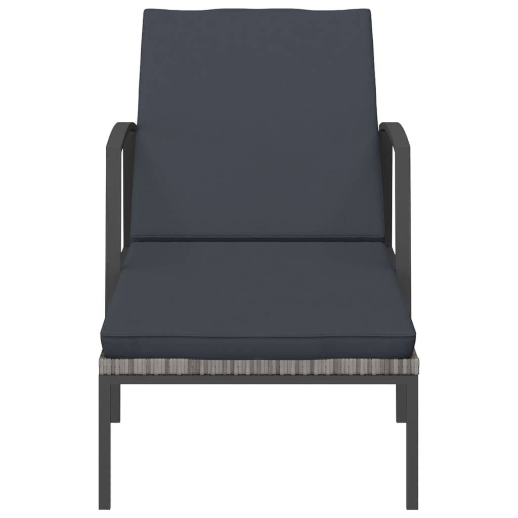 vidaXL Sonnenliegen 2 Stk. mit Tisch Poly Rattan Grau