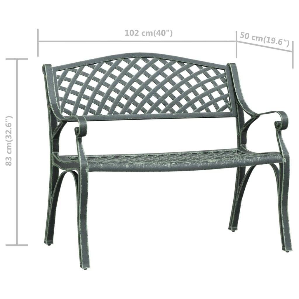vidaXL Gartenbank 102 cm Aluminiumguss Grün