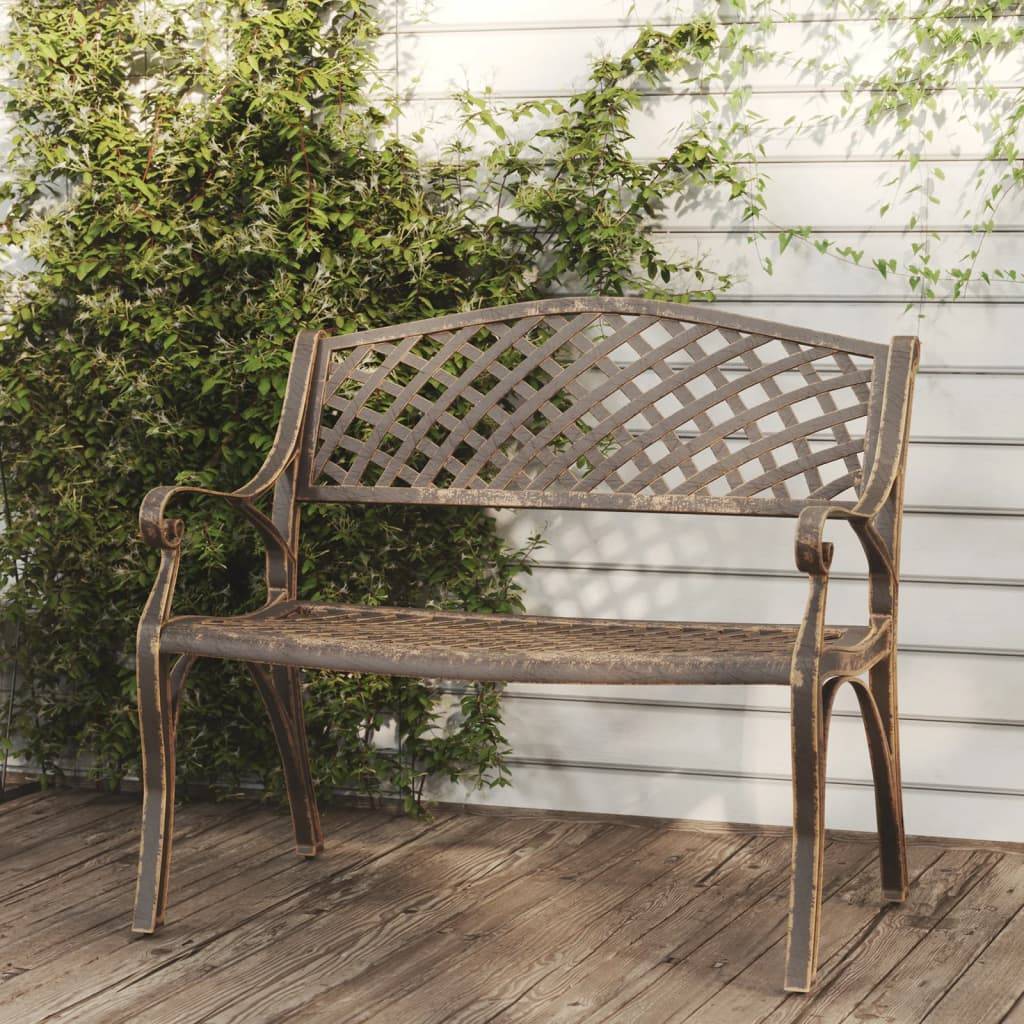 vidaXL Gartenbank 102 cm Aluminiumguss Bronzen