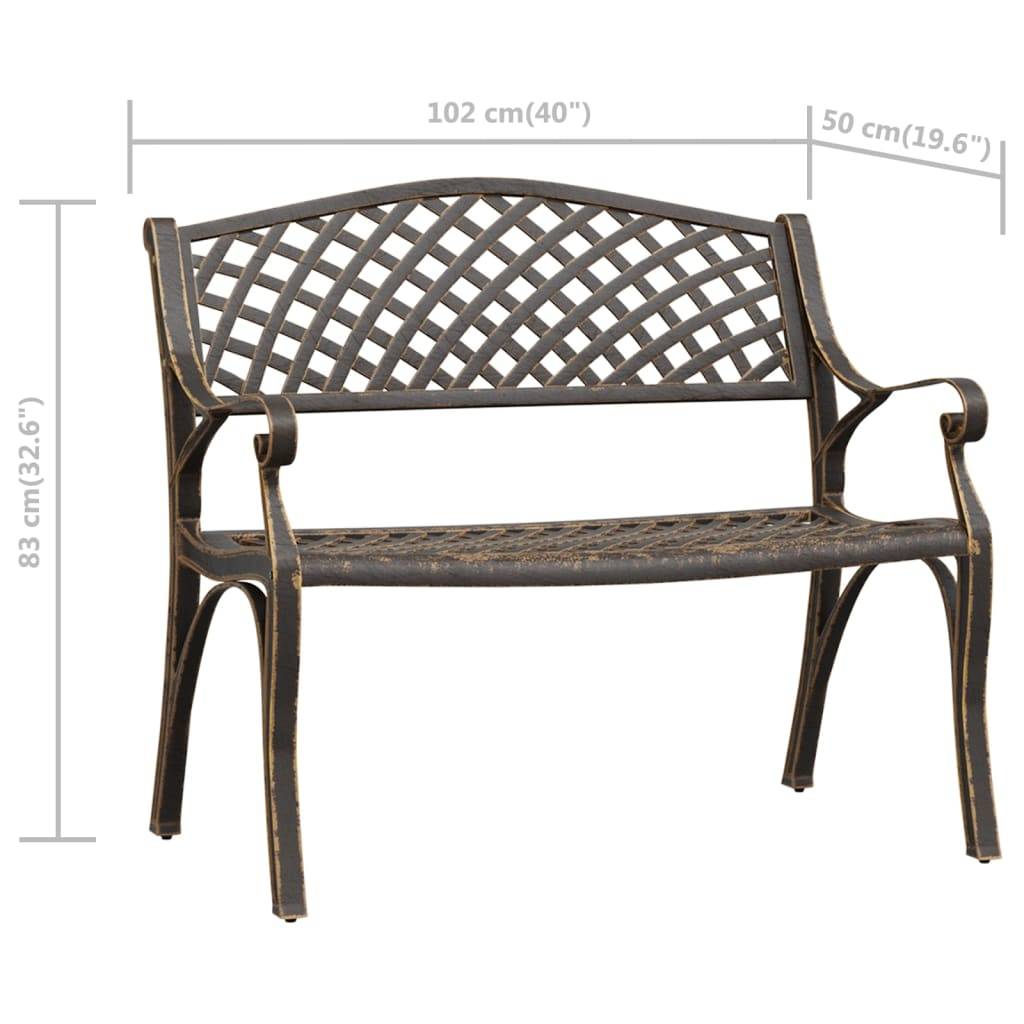 vidaXL Gartenbank 102 cm Aluminiumguss Bronzen