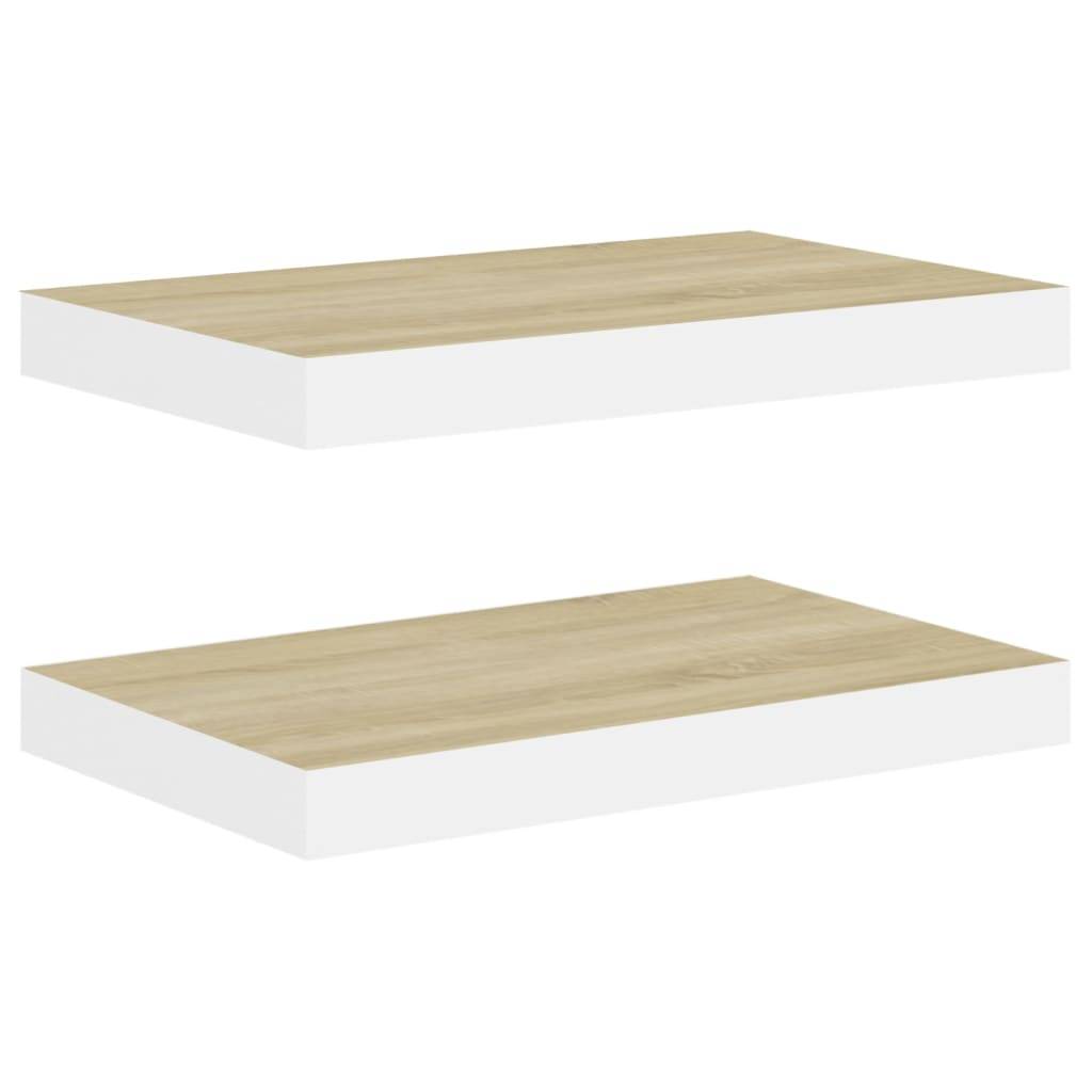 vidaXL Schweberegale 2 Stk. Eichen-Optik und Weiß 50x23x3,8 cm MDF