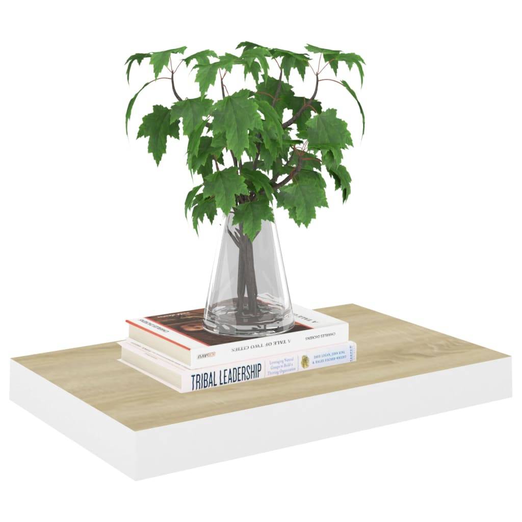 vidaXL Schweberegale 2 Stk. Eichen-Optik und Weiß 50x23x3,8 cm MDF