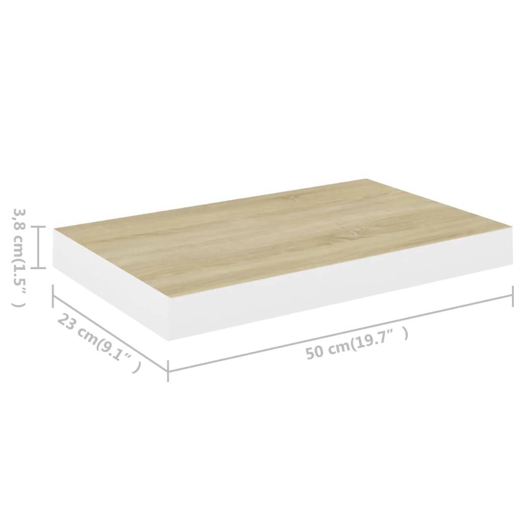 vidaXL Schweberegale 2 Stk. Eichen-Optik und Weiß 50x23x3,8 cm MDF