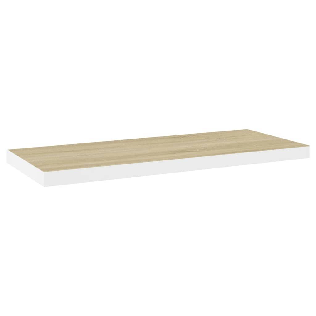 vidaXL Schweberegale 2 Stk. Eichen-Optik und Weiß 80x23,5x3,8 cm MDF