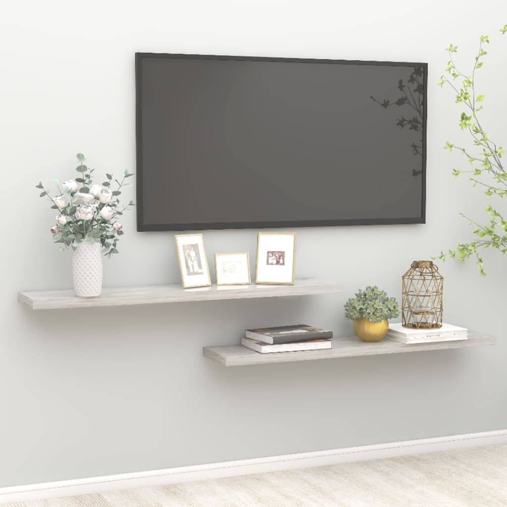vidaXL Schweberegale 2 Stk. Betongrau 120x23,5x3,8 cm MDF