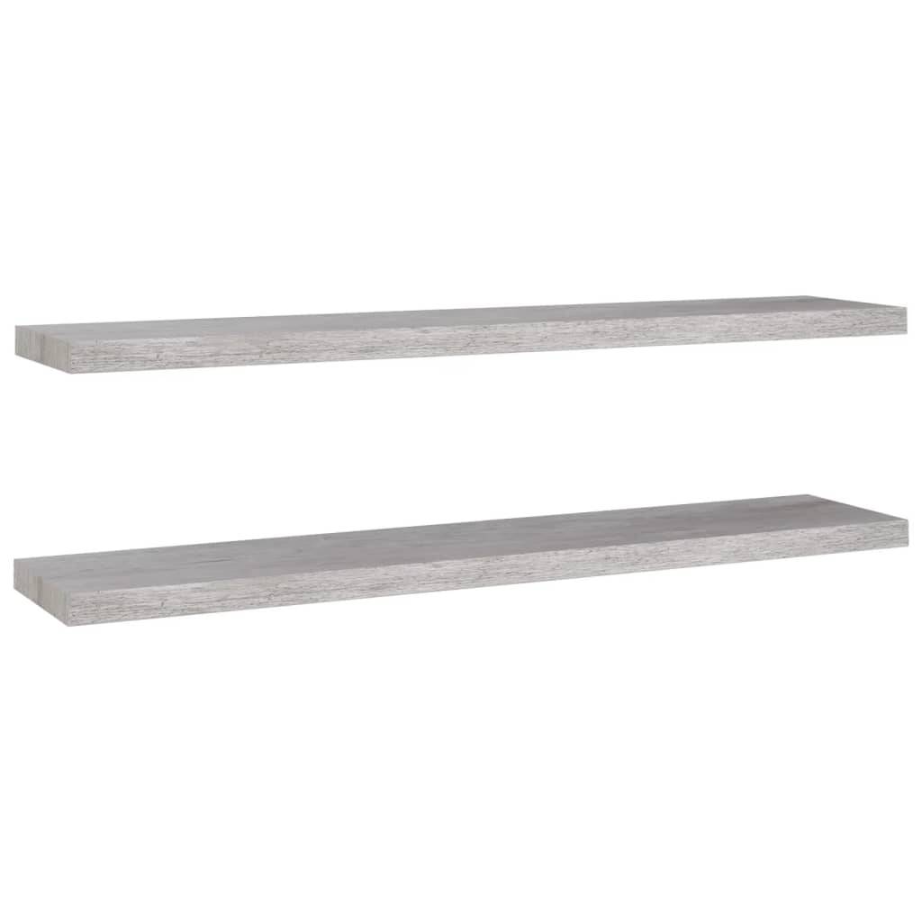 vidaXL Schweberegale 2 Stk. Betongrau 120x23,5x3,8 cm MDF