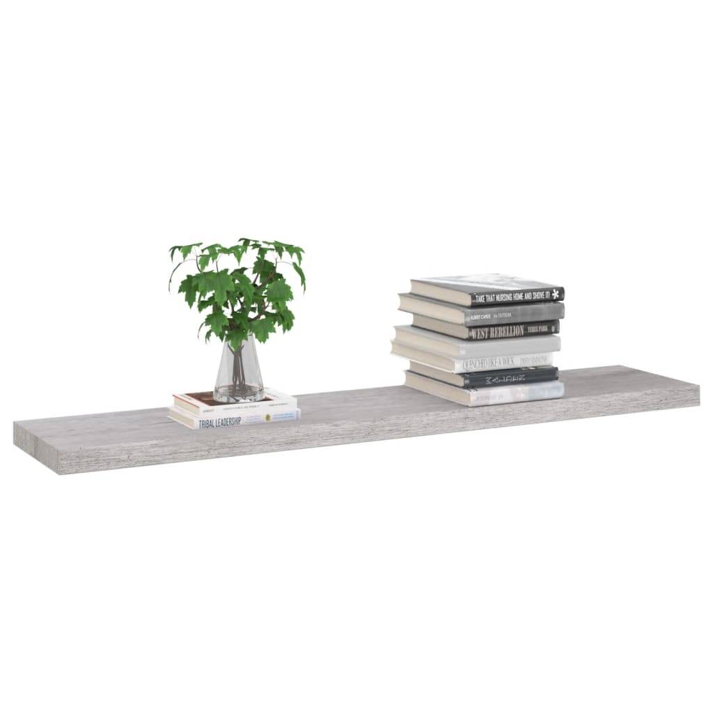vidaXL Schweberegale 2 Stk. Betongrau 120x23,5x3,8 cm MDF