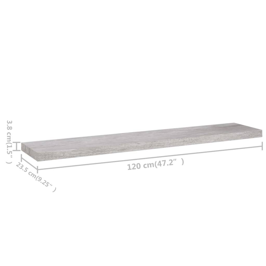 vidaXL Schweberegale 2 Stk. Betongrau 120x23,5x3,8 cm MDF