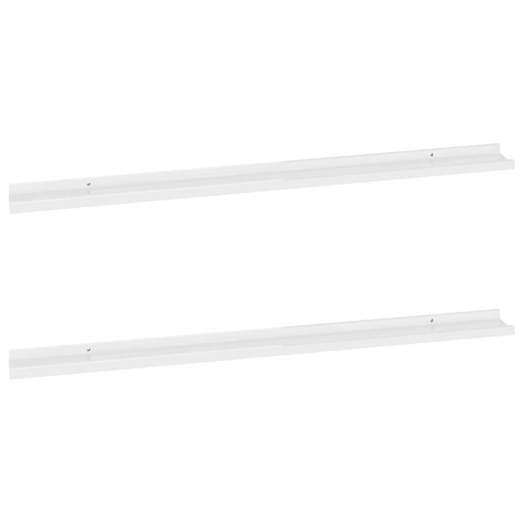vidaXL Wandregale 2 Stk. Hochglanz-Weiß 115x9x3 cm