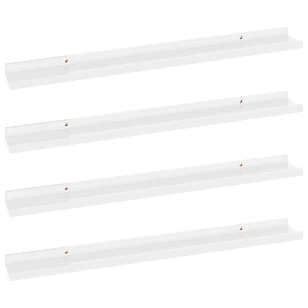 vidaXL Wandregale 4 Stk. Hochglanz-Weiß 80x9x3 cm