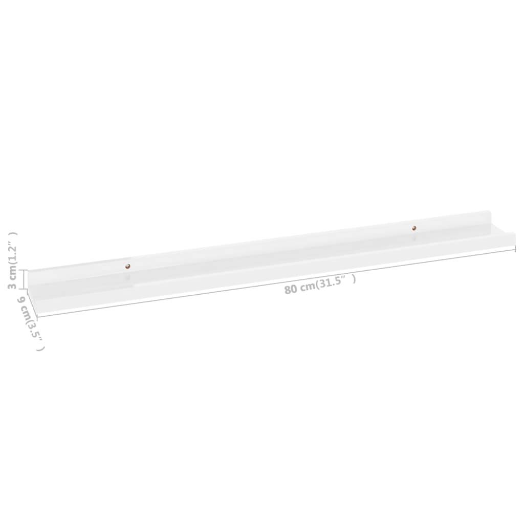 vidaXL Wandregale 4 Stk. Hochglanz-Weiß 80x9x3 cm