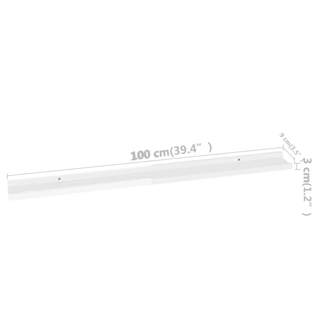 vidaXL Wandregale 4 Stk. Hochglanz-Weiß 100x9x3 cm