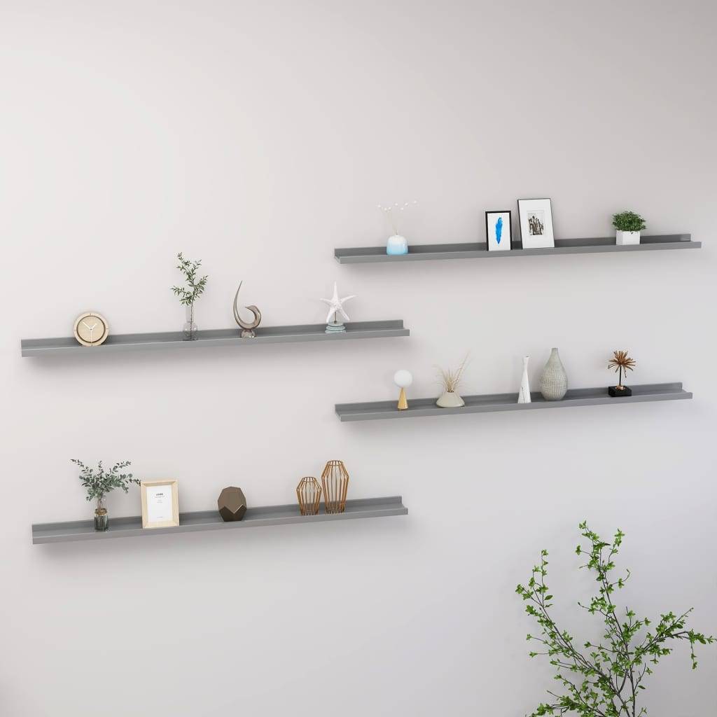vidaXL Wandregale 4 Stk. Grau 115x9x3 cm