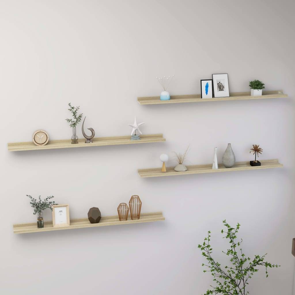 vidaXL Wandregale 4 Stk. Sonoma-Eiche 100x9x3 cm