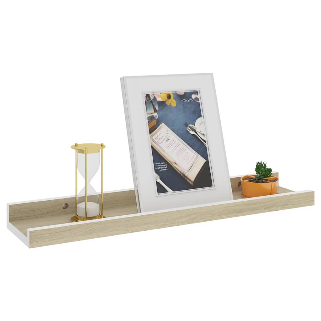 vidaXL Wandregale 2 Stk. Weiß und Sonoma-Eiche 40x9x3 cm