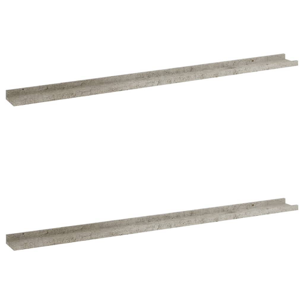vidaXL Wandregale 2 Stk. Betongrau 115x9x3 cm