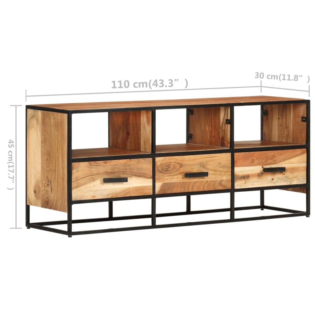 vidaXL TV-Schrank 110x30x45 cm Massivholz Akazie