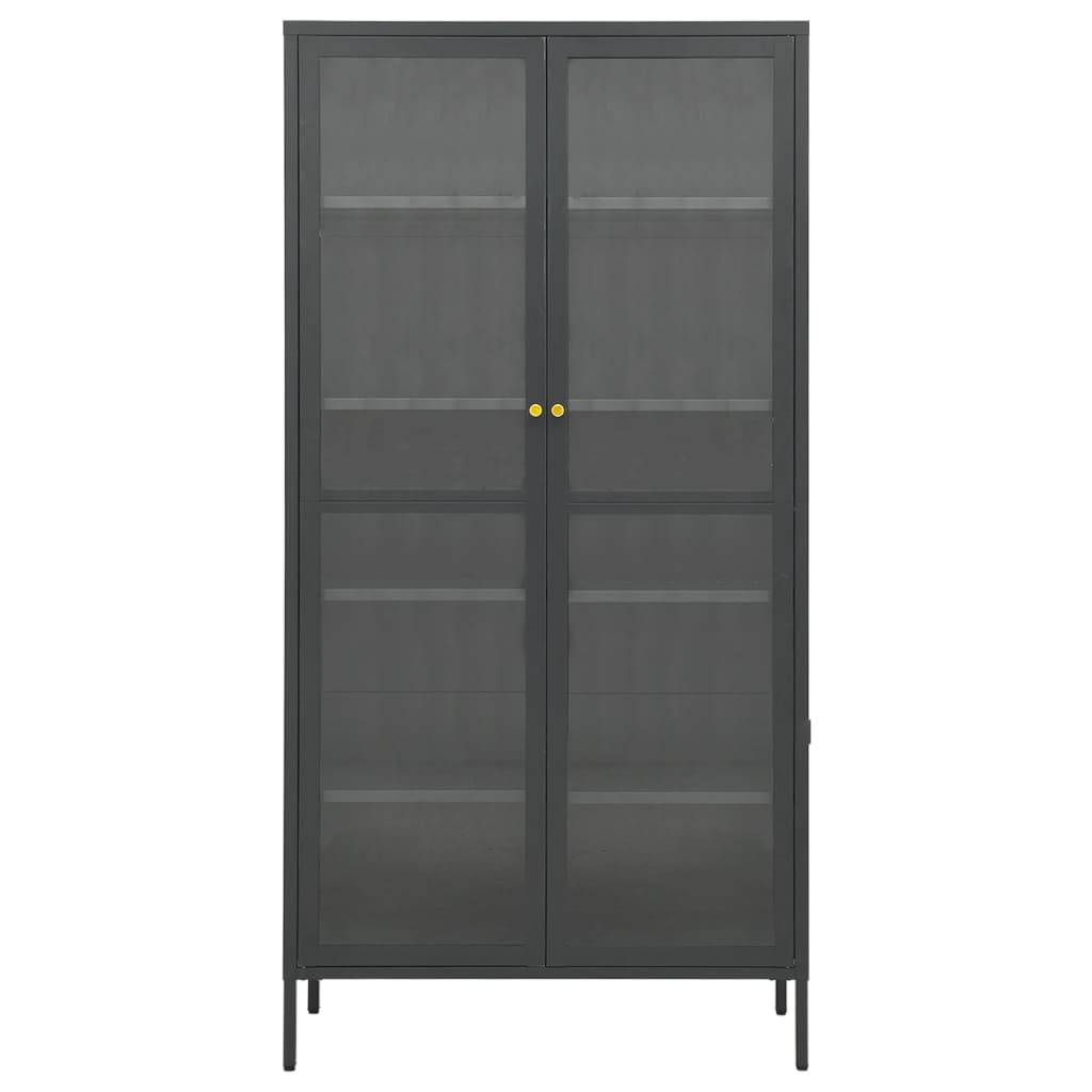 vidaXL Vitrine Anthrazit 90x40x180 cm Stahl und Gehärtetes Glas