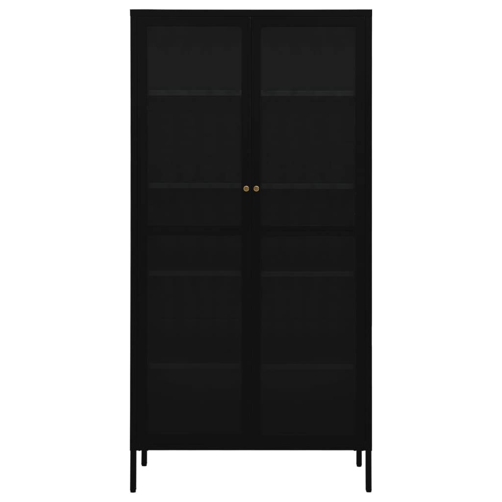 vidaXL Vitrine Schwarz 90x40x180 cm Stahl und Gehärtetes Glas