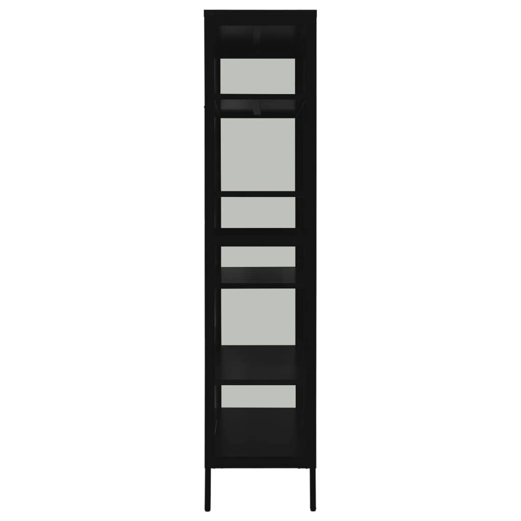 vidaXL Vitrine Schwarz 90x40x180 cm Stahl und Gehärtetes Glas