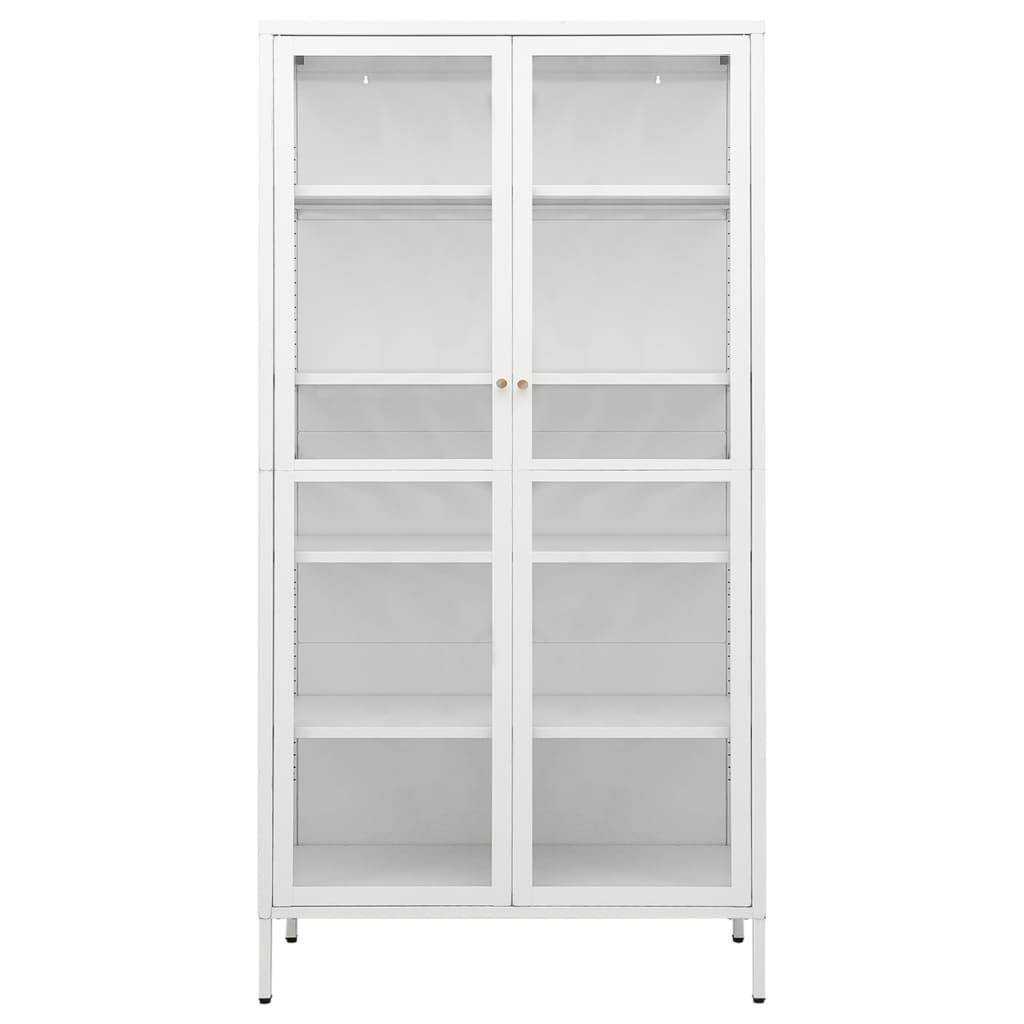 vidaXL Vitrine Weiß 90x40x180 cm Stahl und Gehärtetes Glas
