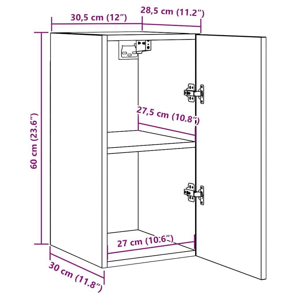 vidaXL TV-Schrank Weiß Sonoma-Eiche 30,5x30x60 cm Holzwerkstoff