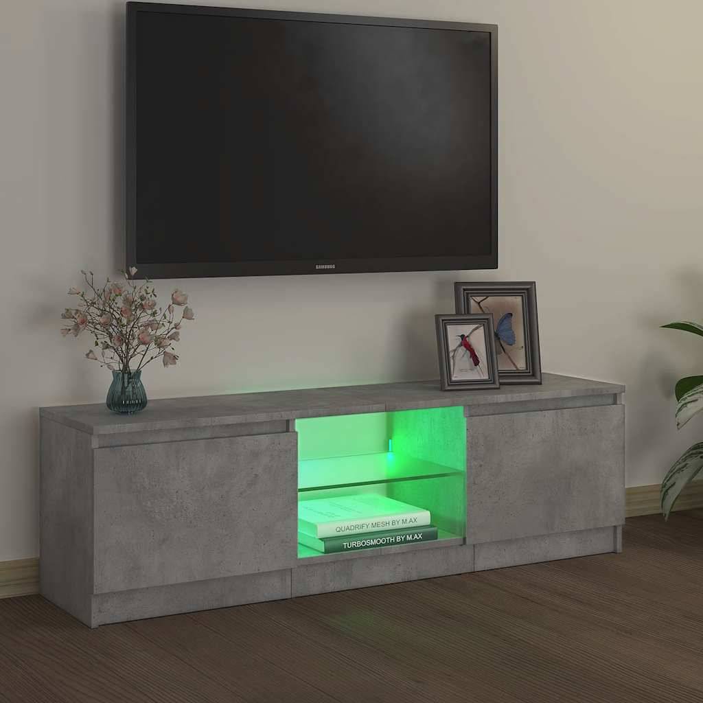 vidaXL TV-Schrank mit LED-Leuchten Betongrau 120x30x36 cm