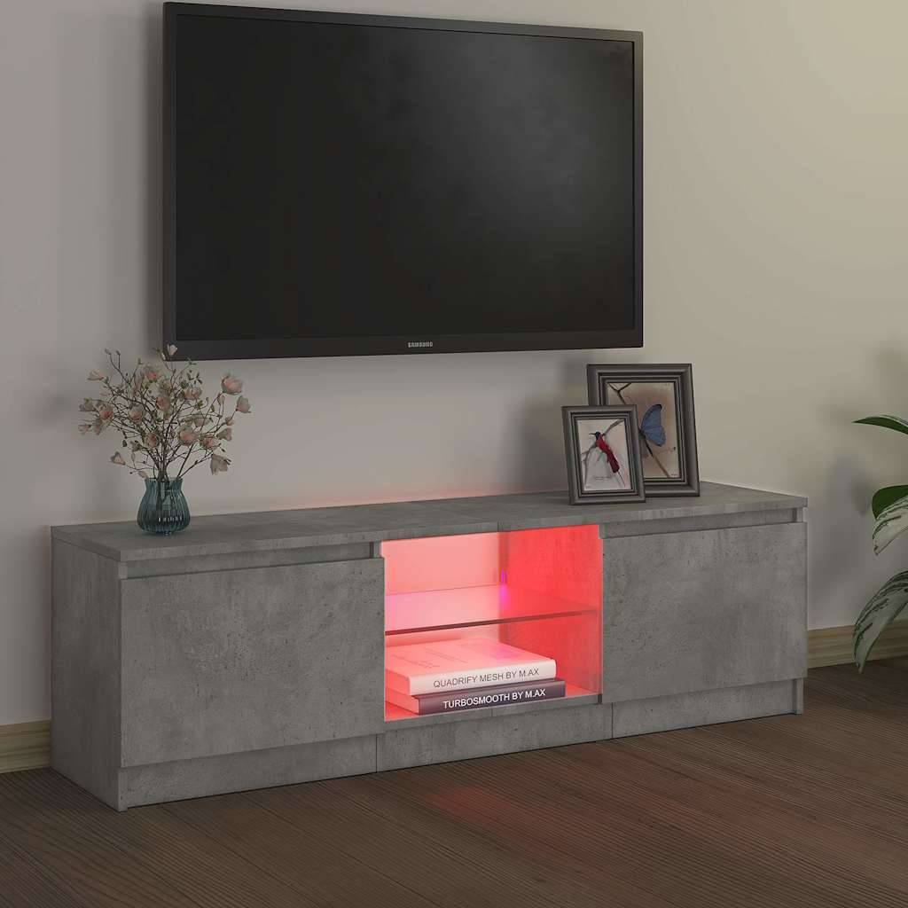 vidaXL TV-Schrank mit LED-Leuchten Betongrau 120x30x36 cm