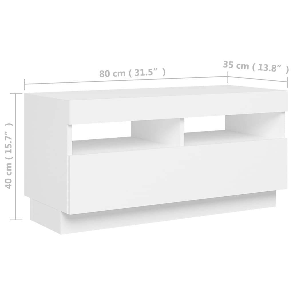 vidaXL TV-Schrank mit LED-Leuchten Weiß 80x35x40 cm