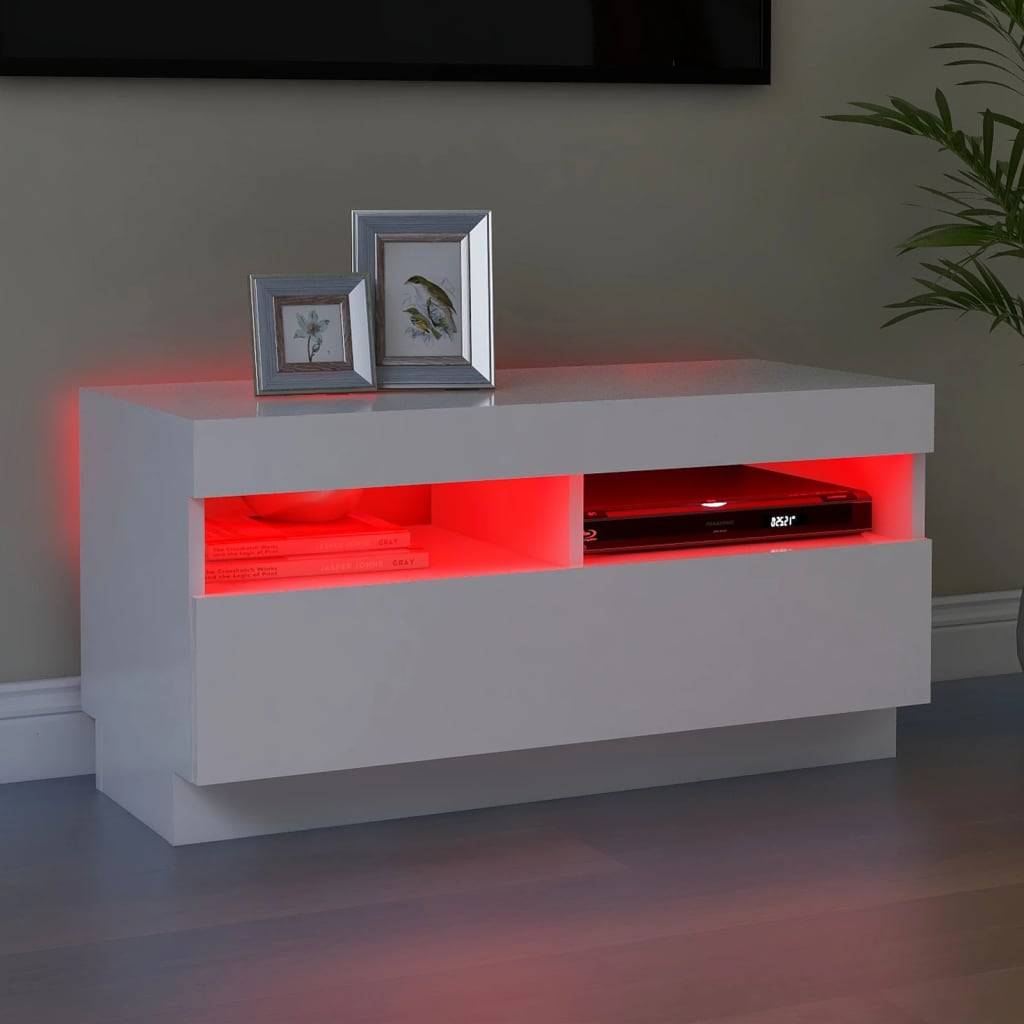 vidaXL TV-Schrank mit LED-Leuchten Weiß 80x35x40 cm