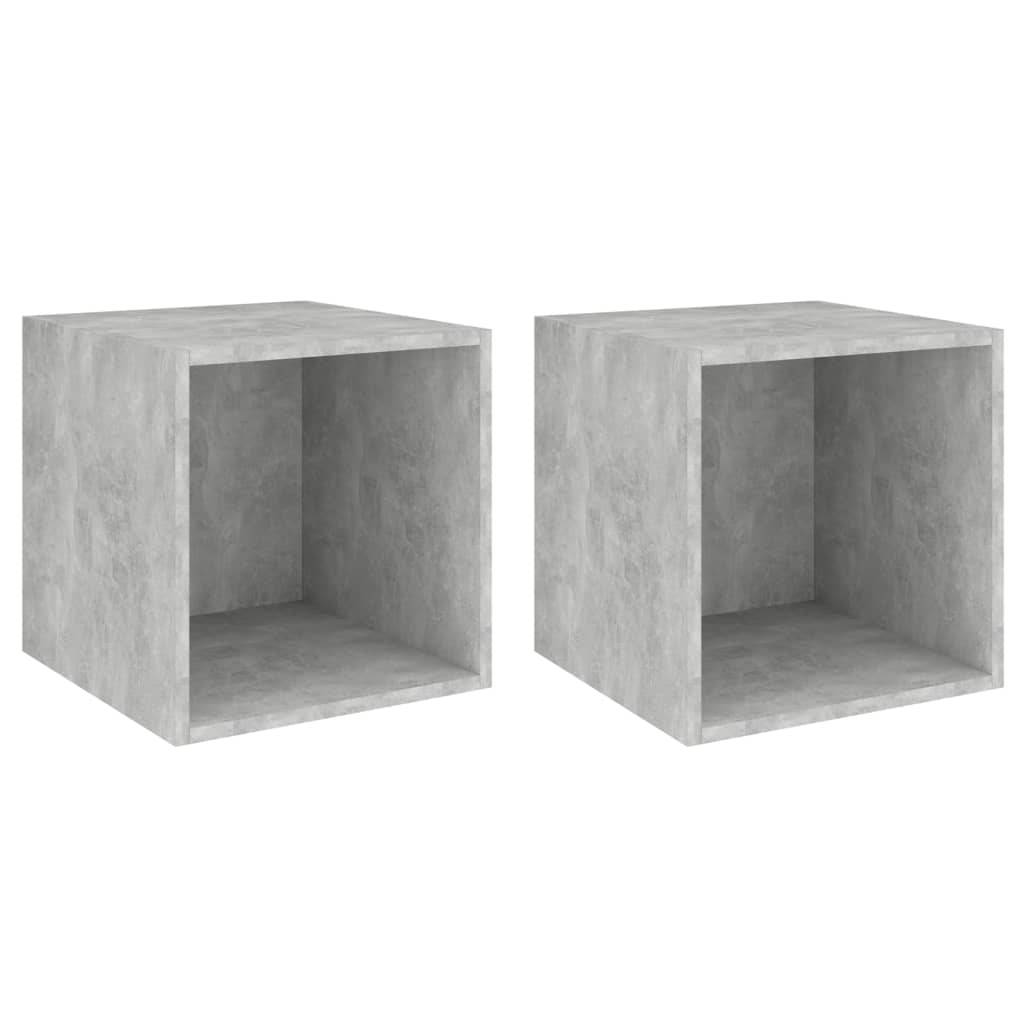 vidaXL Wandschränke 2 Stk. Betongrau 37x37x37 cm Holzwerkstoff