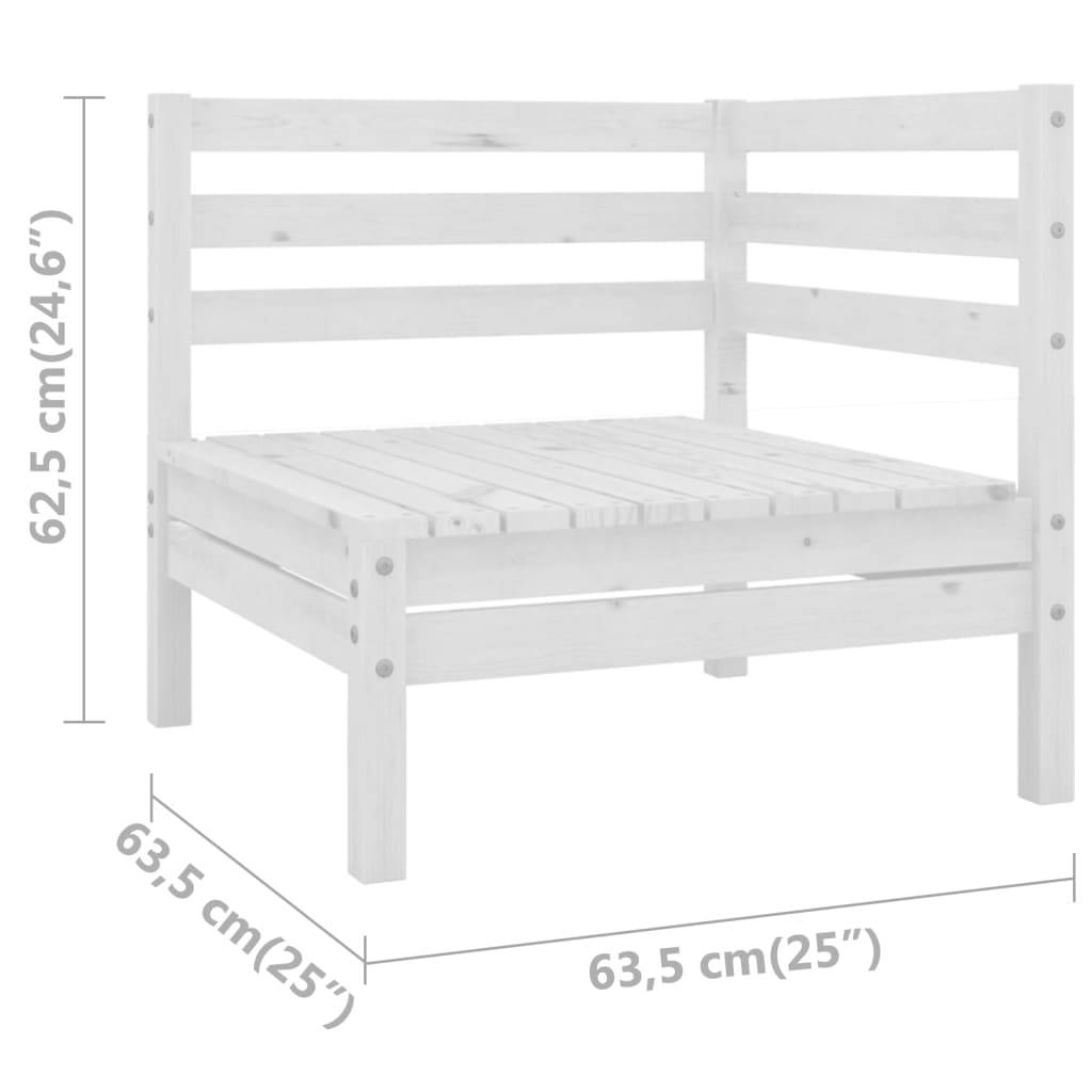 vidaXL Garten-Ecksofa Weiß Massivholz Kiefer