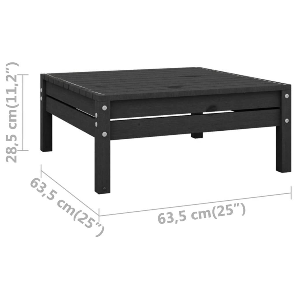 vidaXL Gartenhocker Schwarz Massivholz Kiefer