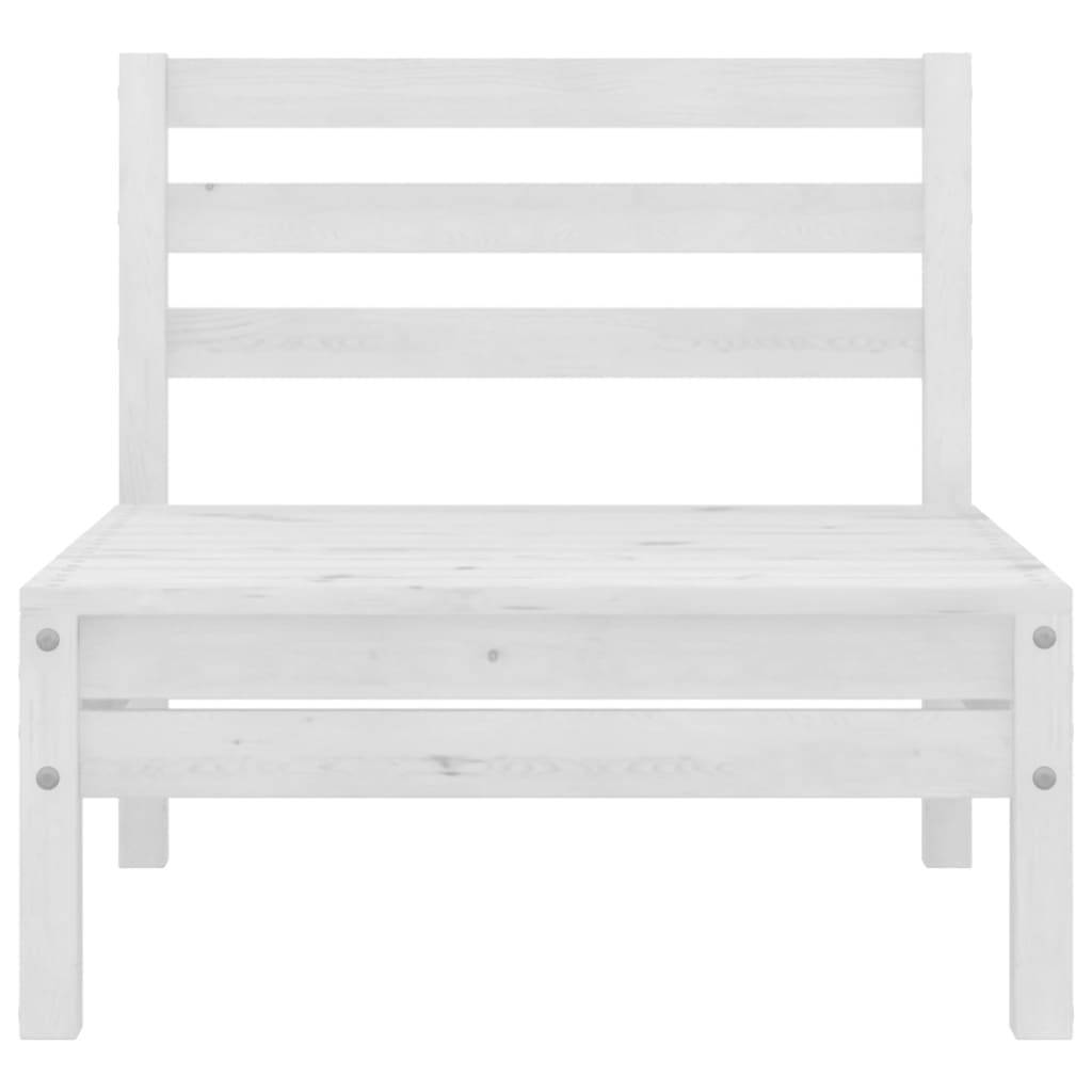 vidaXL Garten-Mittelsofa Weiß Massivholz Kiefer