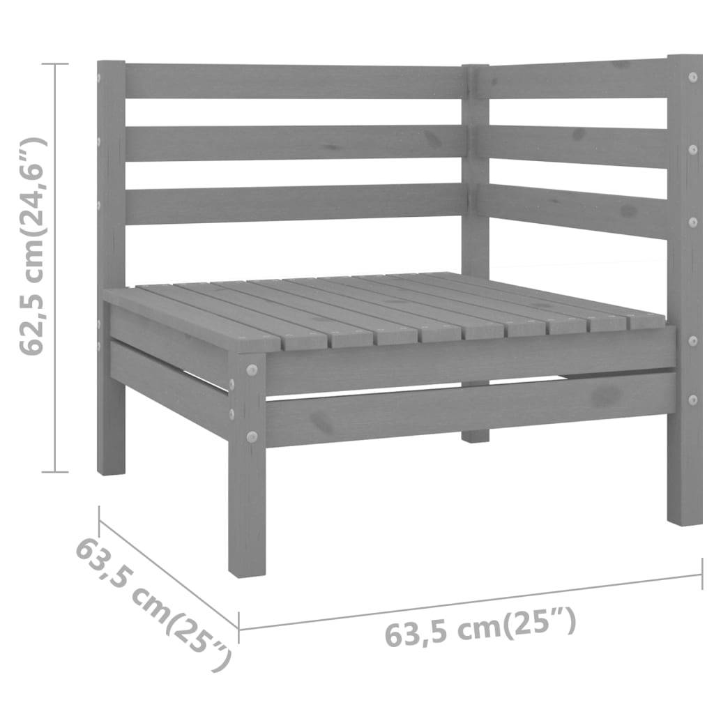vidaXL 3-tlg. Garten-Lounge-Set Massivholz Kiefer Grau