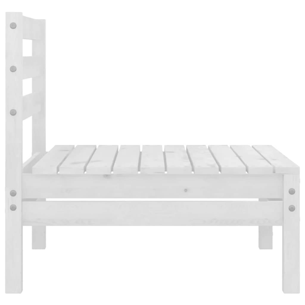 vidaXL Garten-Mittelsofa Weiß Massivholz Kiefer