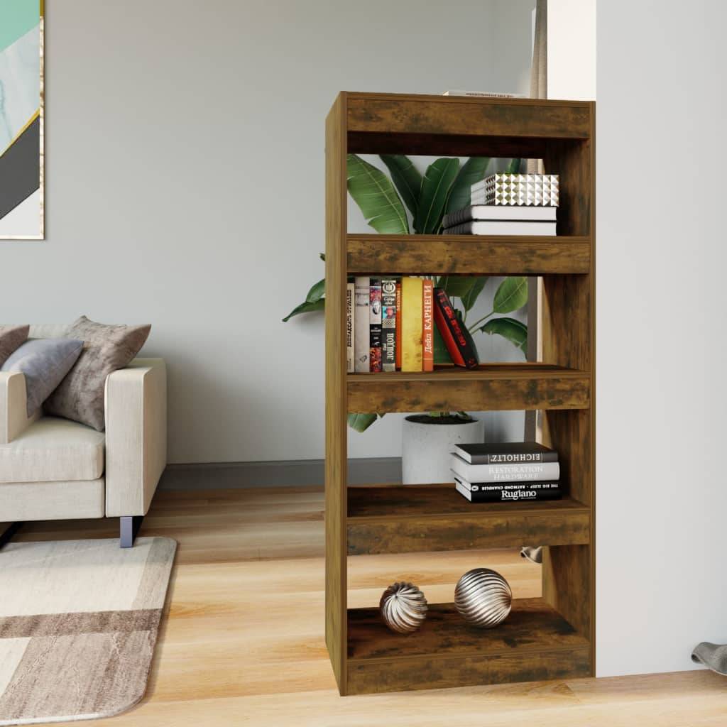 vidaXL Bücherregal/Raumteiler Räuchereiche 60x30x135 cm Holzwerkstoff